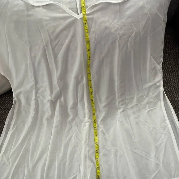 Sheer White V-Neck Blouse or Swimsuit Coverup​​ - Picture 4 of 5